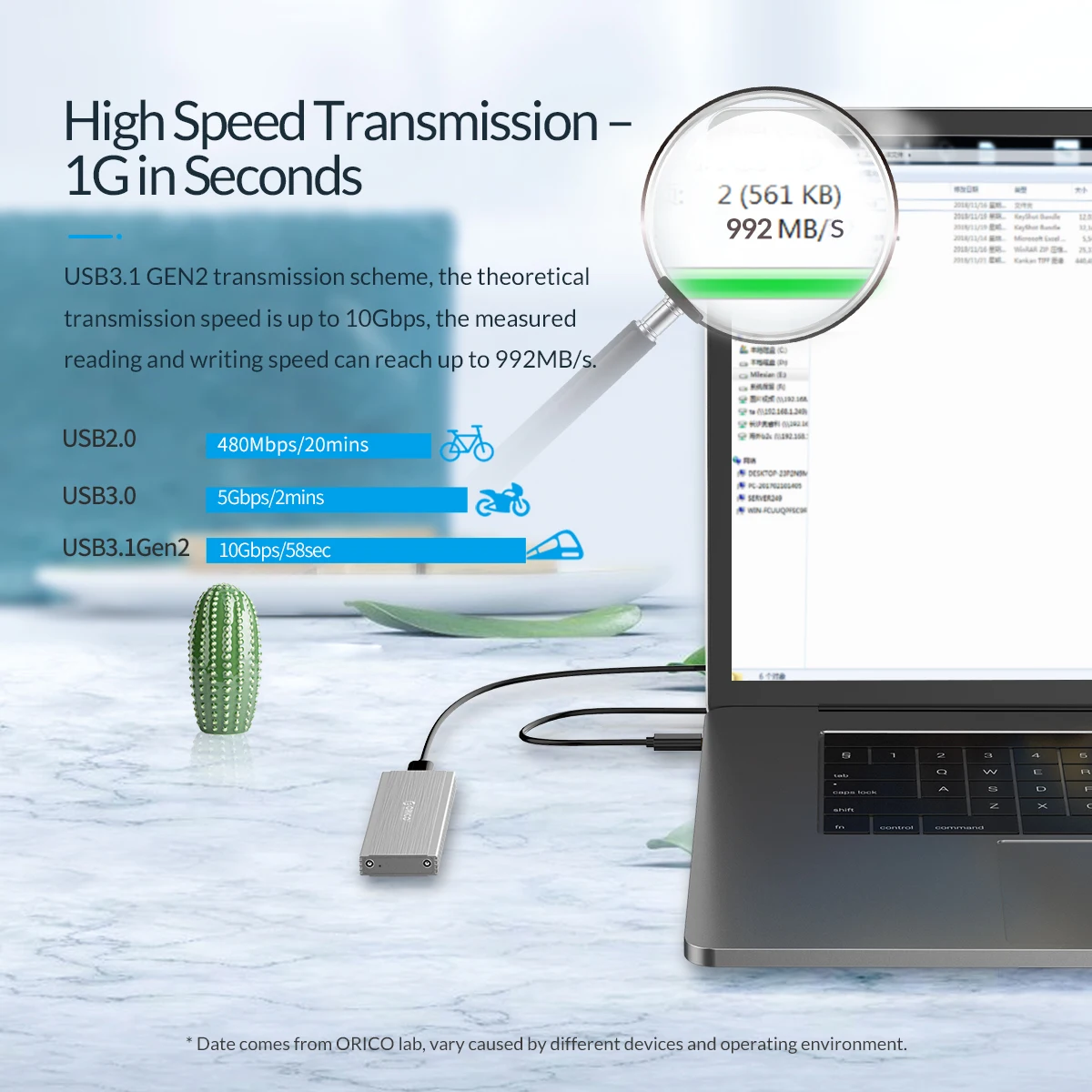 ORICO NVME M.2 к Тип-c SSD корпус м прозрачный ключ внешний USB3.1 Gen2 10 Гбит/с Mini-USB C SSD случае Поддержка UASP 2 ТБ JMS578