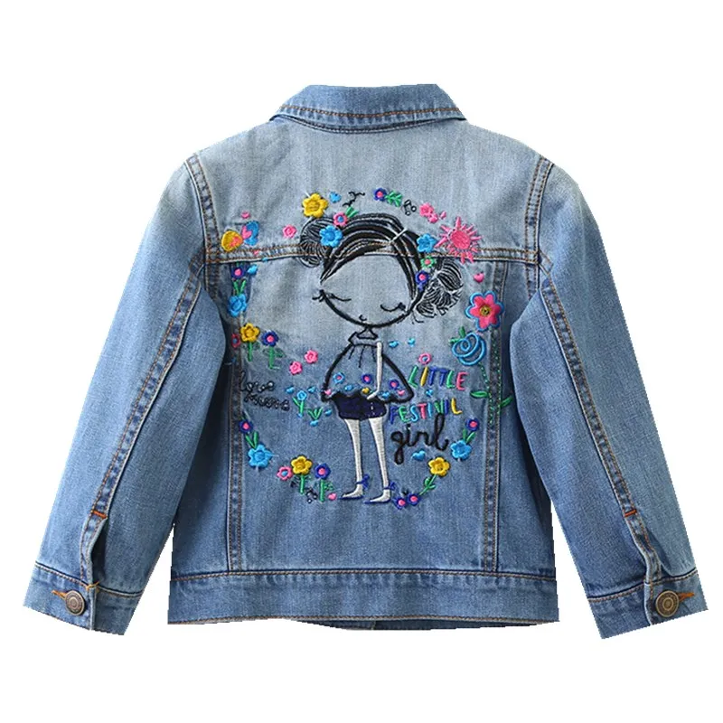 girls blue Куртки для девочек с дырками в ковбойском стиле; Верхняя одежда для подростков; модные куртки с вышивкой для девочек; пальто; детская одежда; детская джинсовая куртка - Цвет: girls blue