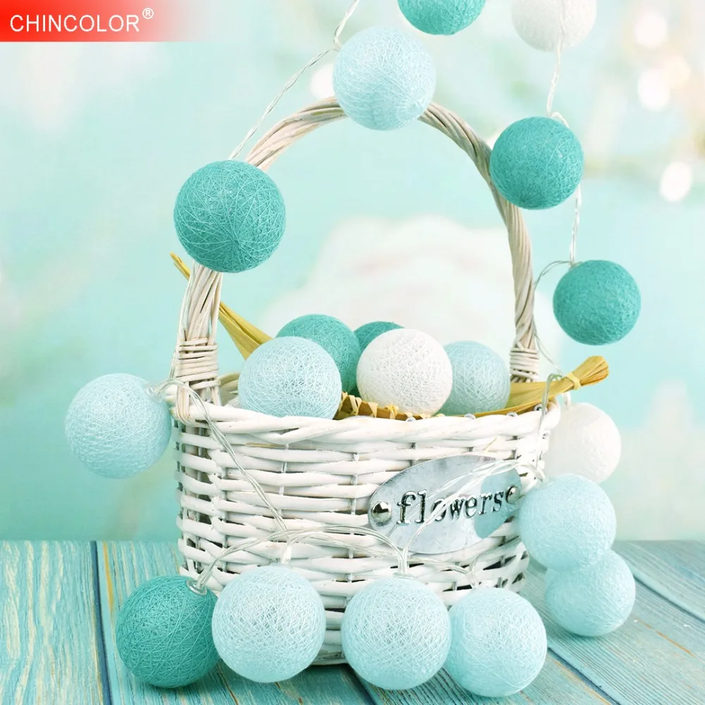 

Holiday lights Led Light String Tiffany Color 5CM Ball 120CM 10Leds White Fairy Garland Christmas Wedding Room Decoration HL