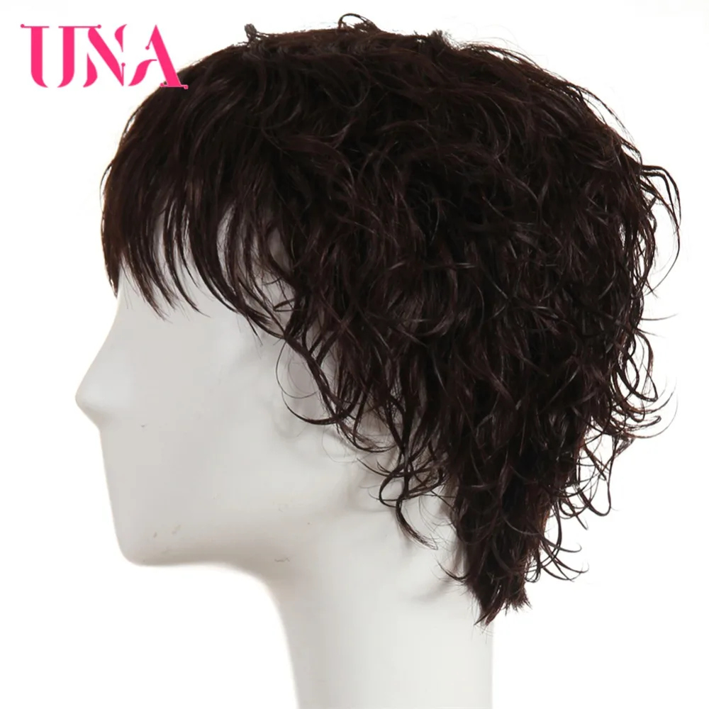 UNA Remy человеческие волосы парики 120% плотность малазийские короткие волнистые 6
