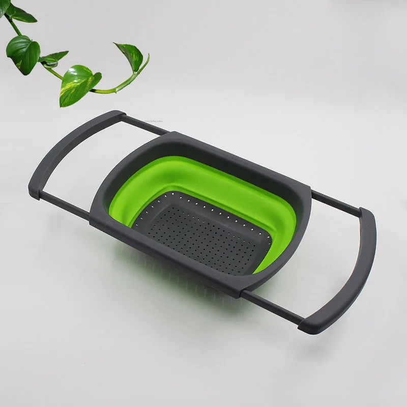 Collapsible Over the Sink Silicone Colander With Handle Kitchen Folding Strainer Red &amp Green Option 6-quart Capacity | Дом и сад