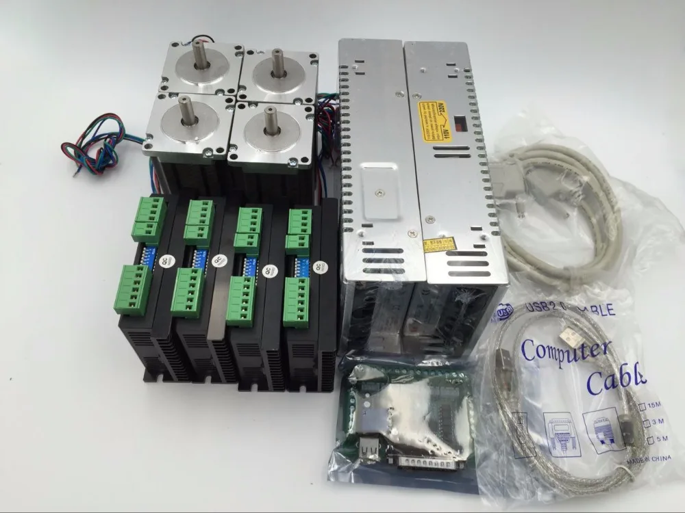 Шаговый двигатель комплект с 4 осями NEMA 23 нм шаговый + DC24 ~ 50 в драйвер 5 осевая