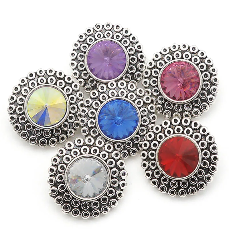 

Fashion beauty Round Rhinestone Dots pattern 18MM metal snap buttons fit DIY 18mm snap jewelry wholesale KZ3273