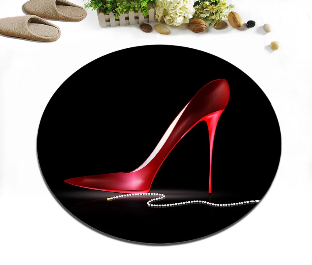 Коврик на высоком каблуке и ожерелье с круглым дверным ковриком красные