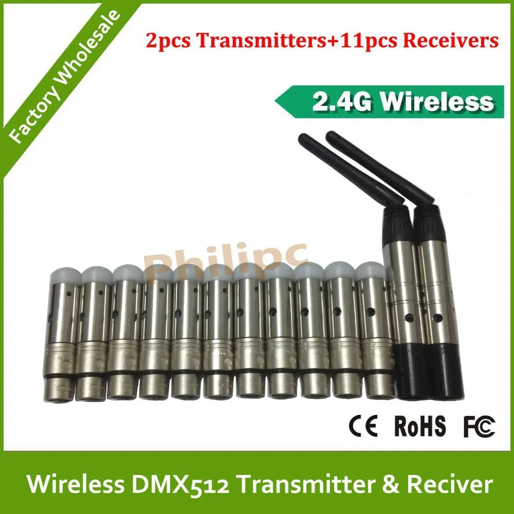 DHL Free shipping 2.4G WiDMX Wireless DMX512 Transceiver, 2 Female and 11 Male