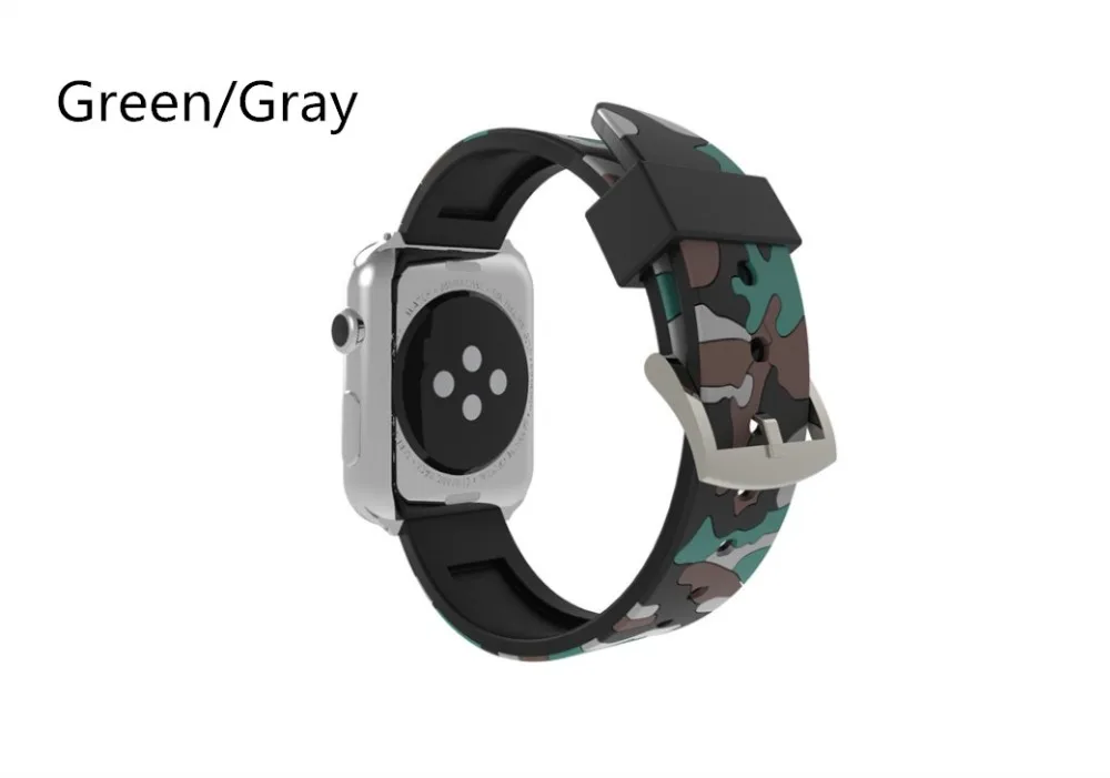 Спортивный силиконовый Камуфляжный ремешок для Apple Watch Series 4 3 2 1 с пряжкой 38 42 мм