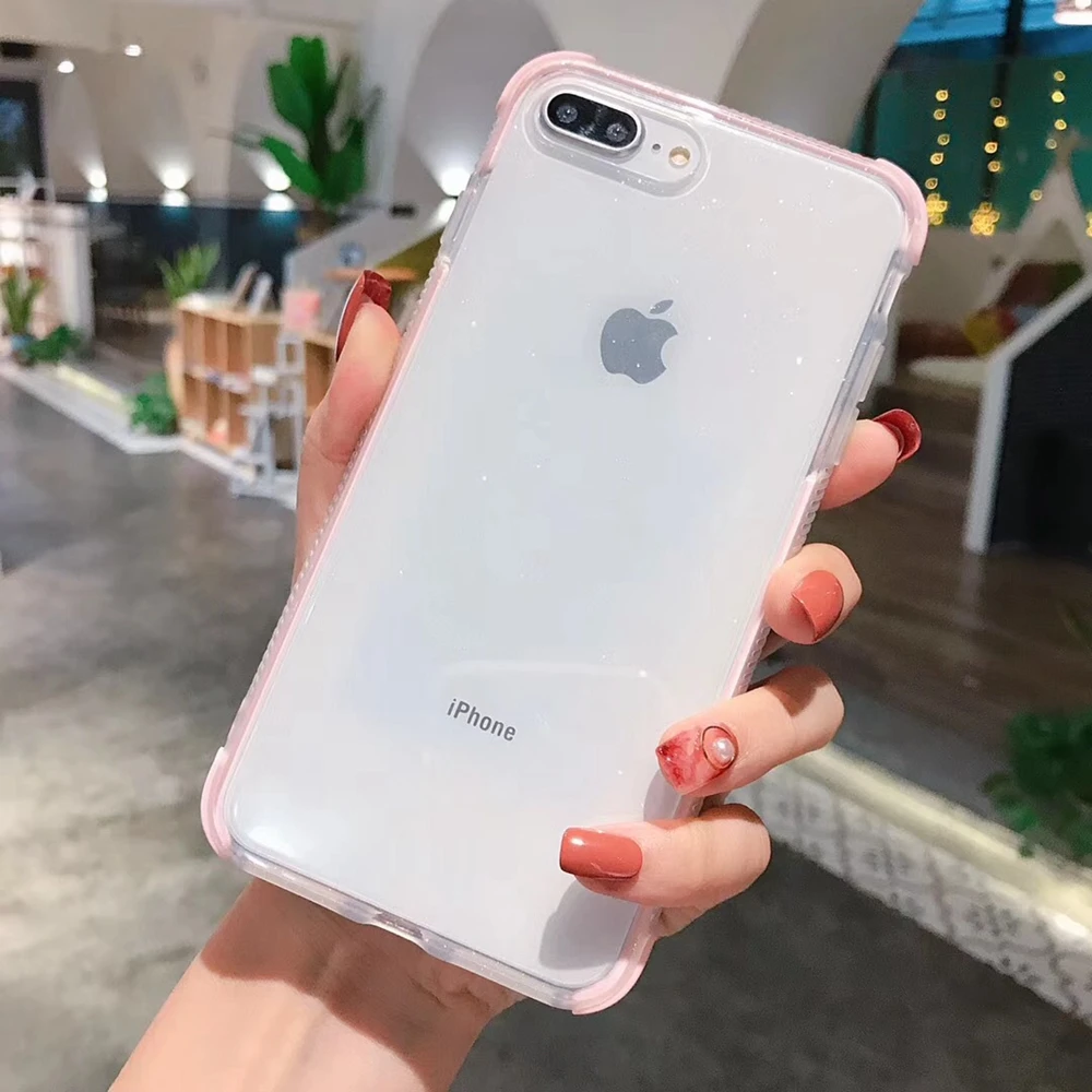 Роскошный блестящий чехол для телефона iPhone X XS 8 7 Plus 6 6S прозрачный мягкий