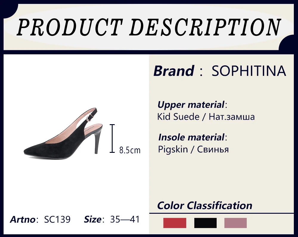SOPHITINA Comfortable Kid Suede Sandals Fashion Shallow Sexy Pointed Toe Shoes New Hot Sale High Thin Heel Women's Sandals SC139