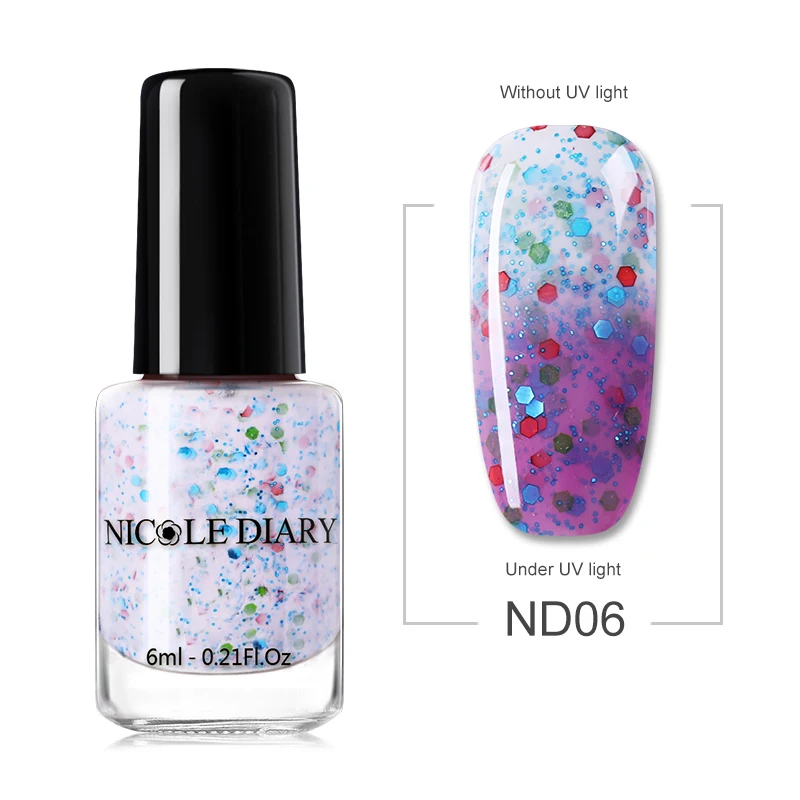 ND06 NICOLE DIARY 6 мл чувствительный к солнечному свету лак для ногтей отшелушивается меняющий цвет Лак цветной лак для ногтей лак маникюрные принадлежности - Цвет: ND06