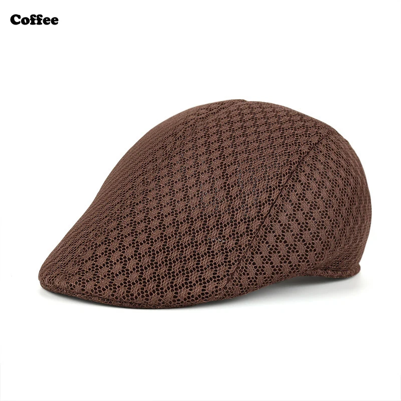 

Fashion Men Spring Summer British Style Classic Mesh Berets Caps Casual Solid Color Peaked Cap Berets Hats Breathable Casquette