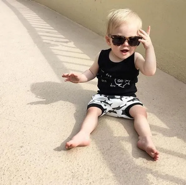 

Summer Baby 2pcs Suit T-shirt + Shorts Kids girls boys clothes 100% Cotton sleeveless vest letter Infant boys clothing sets