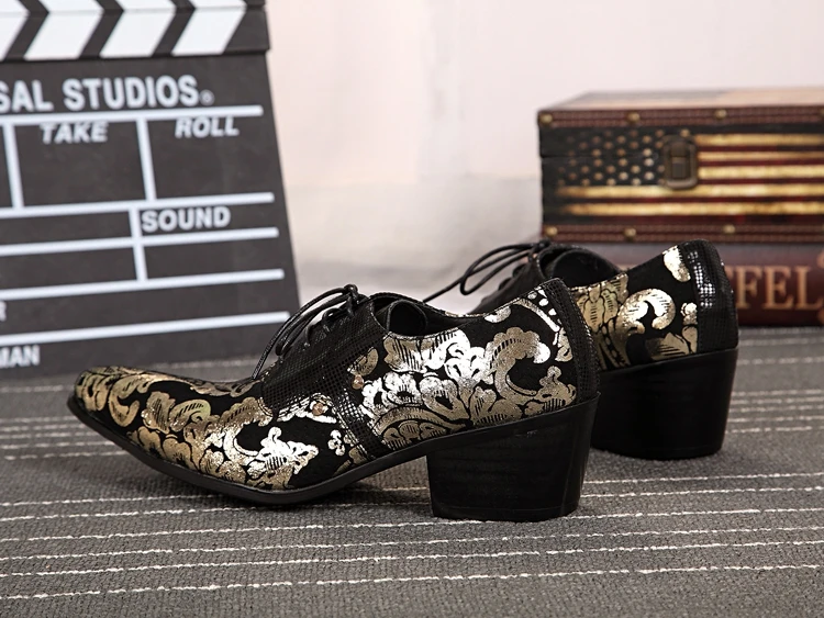 Zapatos Hombre Vestir/Свадебная обувь на шнуровке с золотым принтом Мужская официальная