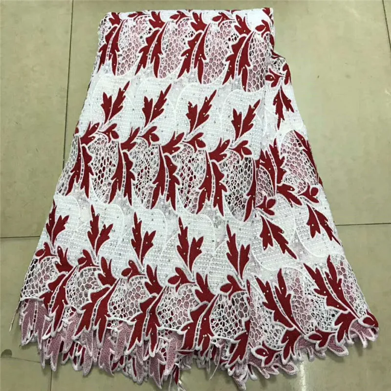 Красивое красное кружево африканский тюль французское ткань для женщин платье