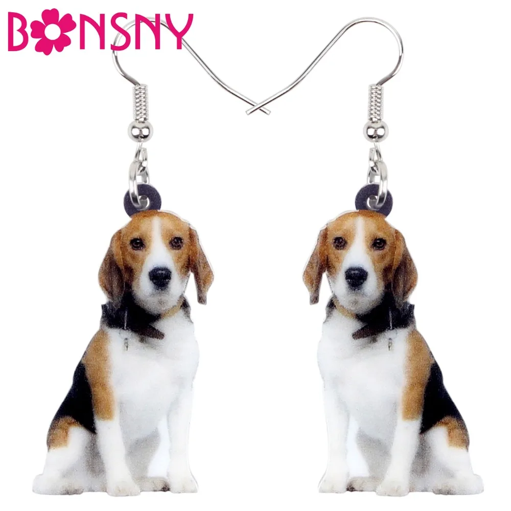Bonsny эффектные акриловые сидячие бигли, свисающие ювелирные изделия с животными из мультфильмов для женщин и девочек, аксессуары для любителей домашних животных