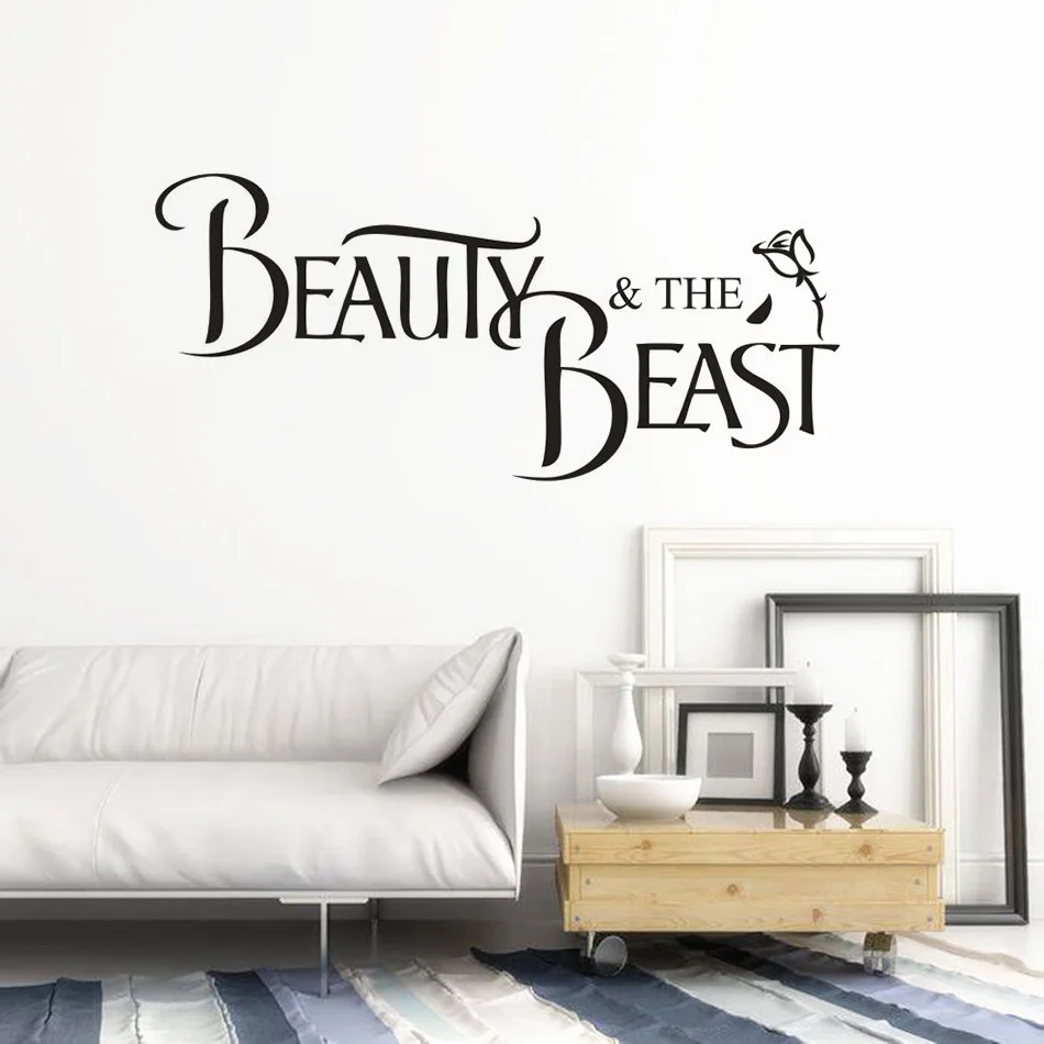 Наклейка на стену Красавица и Чудовище с розой домашний декор Виниловая наклейка