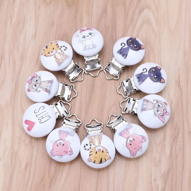 5 шт. детские соски зажимы с изображением кошек деревянный металлический