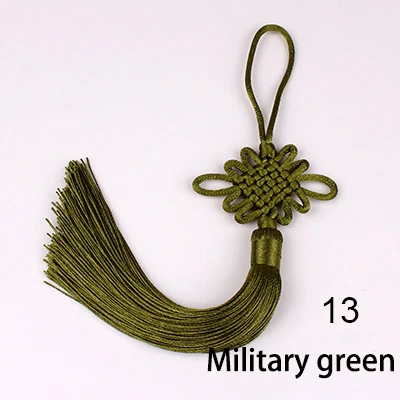 13 Military green 2 шт./лот 12 см многоцветный китайский узел шелковая кисточка кисть бахрома телефон Сатиновые кисточки подвеска кисточки для рукоделия домашний декор - Цвет: 13 Military green