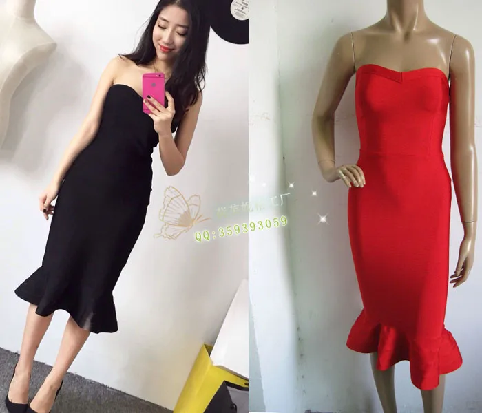 

Factory Outlet New Dress variety of colorsBandage Strapless Fluted-Hem Dress Cocktail party Bangage Dress