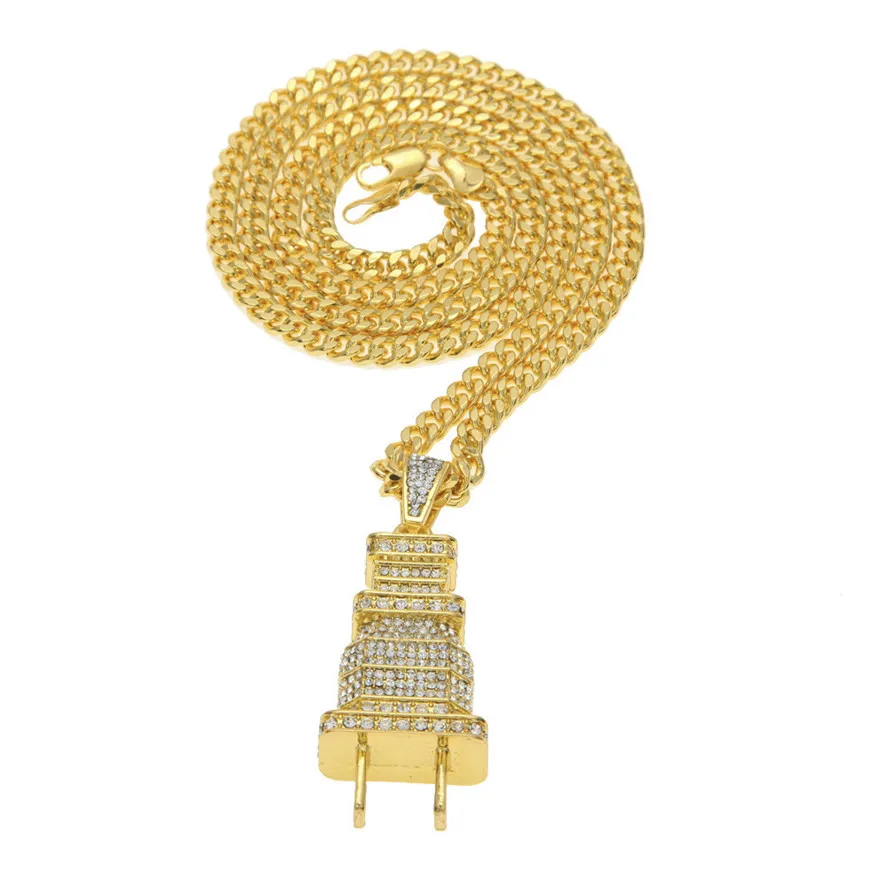 Хит продаж полностью вышитая блестящая мощная подвеска в виде вилки хип хоп