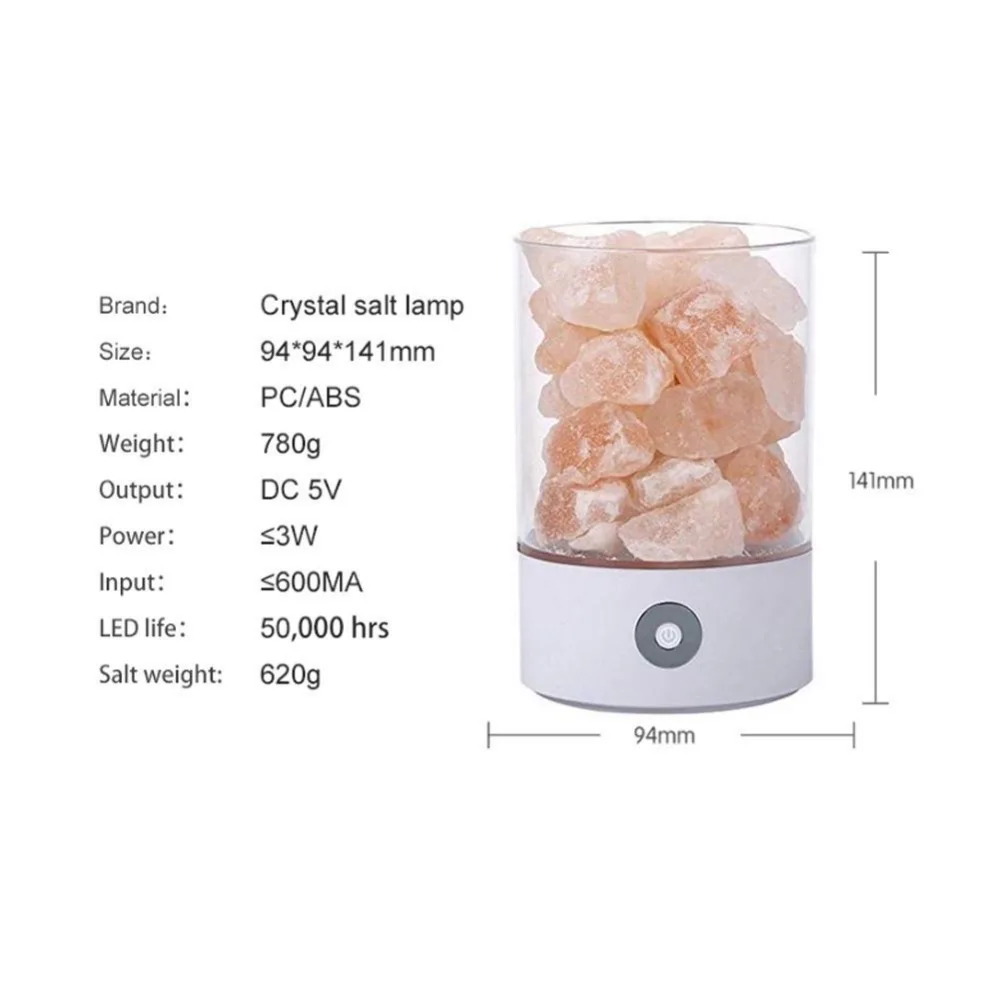 Himalayan Crystal Salt Lamp Table USB Touch Dimmer Switch Colorful Night Light Creative Gift Girlfriend Child Birthday | Электроника