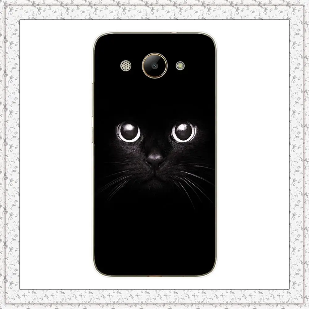 black cat Для huawei Y3, мягкий силиконовый чехол с принтом милых животных, кошек, чехол для телефона, чехол для huawei Y 3, Fundas Coque, бампер, чехол - Цвет: black cat