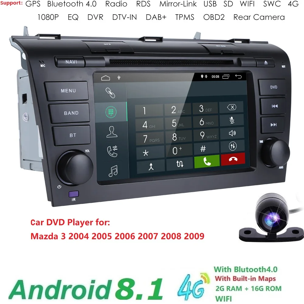 Hizpo 7 &quotчетырехъядерный Android 8 1 автомобильный DVD мультимедиа навигация GPS радио