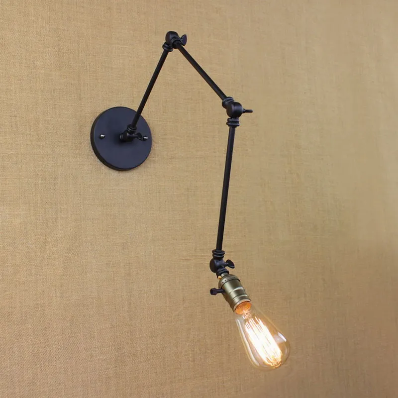 Промышленные Ретро винтажные черные Настенные светильники с регулируемой
