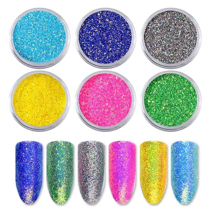 6 шт. 3D пигменты блестки для ногтей|nail glitter|nail art powdersequins nails |