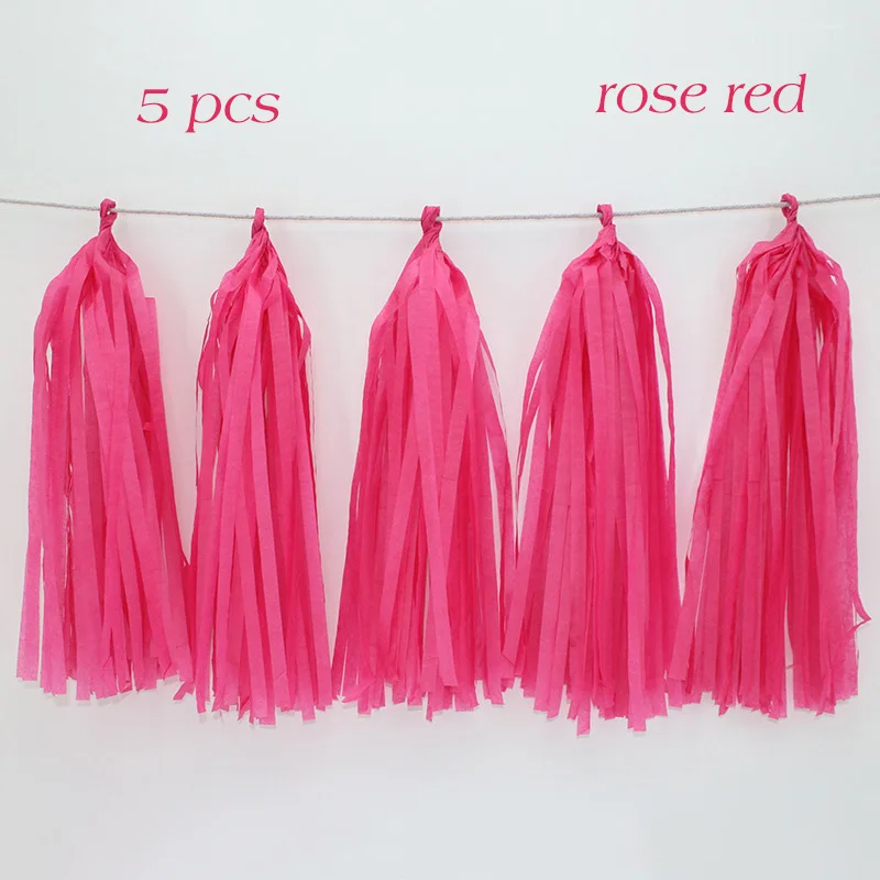 Rose Red 5 шт., свадебные украшения, ткань для изготовления гирлянд, бумажные кисточки, девичник, вечеринка, день рождения, детский душ, украшения, Свадебный декор - Цвет: Rose Red