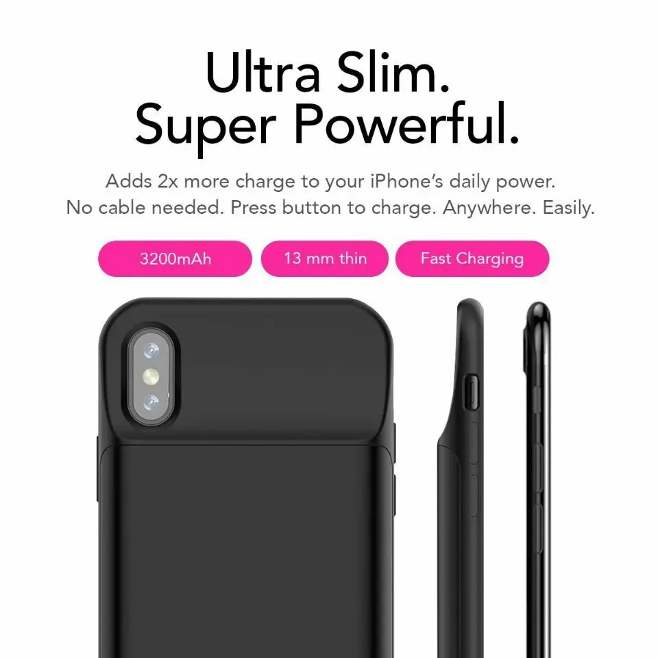 Neng 3200 мАч для Iphone X Xs, Черный Защитный чехол для зарядки внешнего аккумулятора, 4000 мАч для iPhone Xs Max Xr