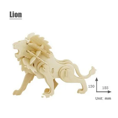 Lion 3d трехмерные деревянные животные Пазлы игрушки Детский Набор для творчества ручная работа деревянные пазлы животные насекомые серии - Цвет: Lion