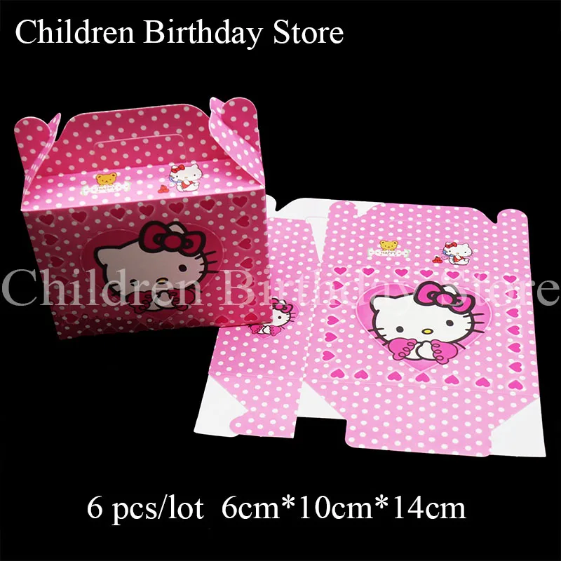 6 шт./лот коробки для конфет Hello Kitty тема украшения дня рождения детский душ