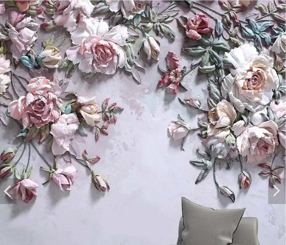 3D 8D тисненые розы цветок настенная фотография бумага для гостиной фон рулон