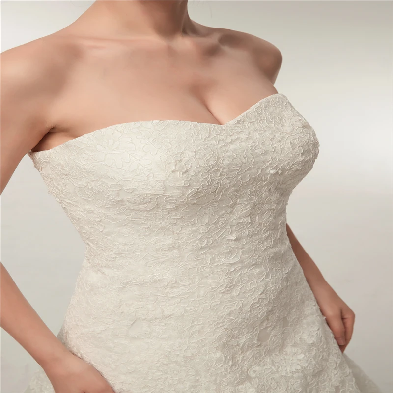 Простые белые свадебные платья 2019 элегантные трапециевидные с аппликацией из