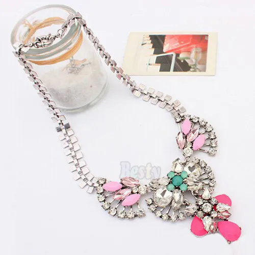 Fashion Statement necklace women Jewelry Crystal Flower Rhinestone Bib Chain Necklaces pendants J80 | Украшения и аксессуары