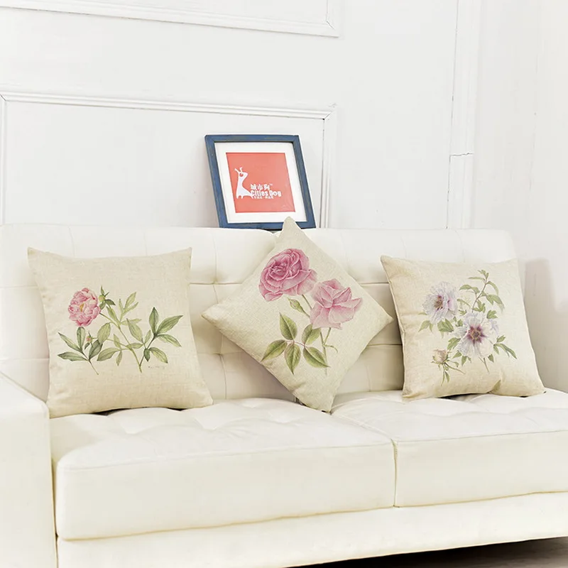 Современная простая хлопковая и льняная наволочка маленькие свежие цветочные