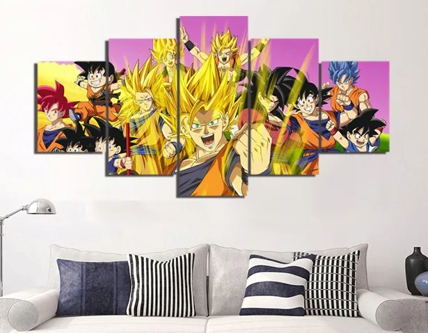 5 шт. картина на стену с изображением драконьего шарика z Goku Картина холсте
