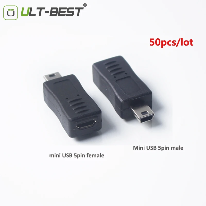 Ult best 50 шт. Оптовая Продажа Mini USB 5pin штекер Micro гнездо адаптер конвертер коннектор