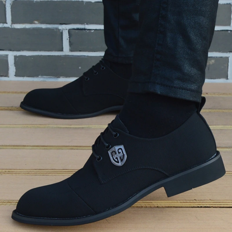 Мужские модельные туфли оксфорды парусиновые кожаные дышащие на шнуровке