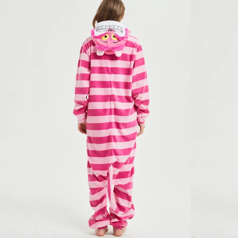 Cheshire кошка кигуруми пижамы животных для взрослых мультфильм женщин боди косплей