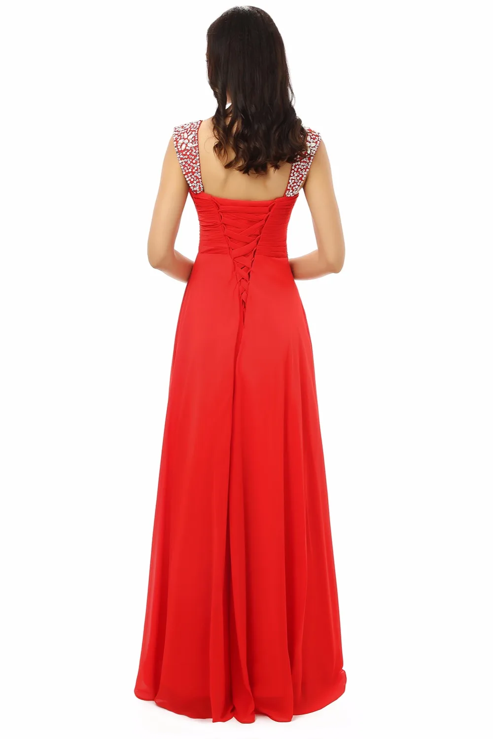 Forevergracedress Real Pictures Red Prom Dress High Quality Spaghetti Strap Crystal Chiffon Long Formal Party Gown Plus Size | Свадьбы и