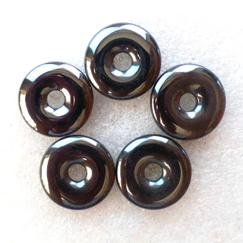 (2 шт./лот) оптовая продажа натуральная гематитовая подвеска в виде пончика бусина