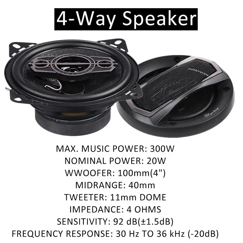 4 дюйма 300W 4 полосная автомобильная Коаксиальная Hi-Fi Динамик дверь автомобиля Авто бас аудио стерео супер Мощность аудио авто звук твитер