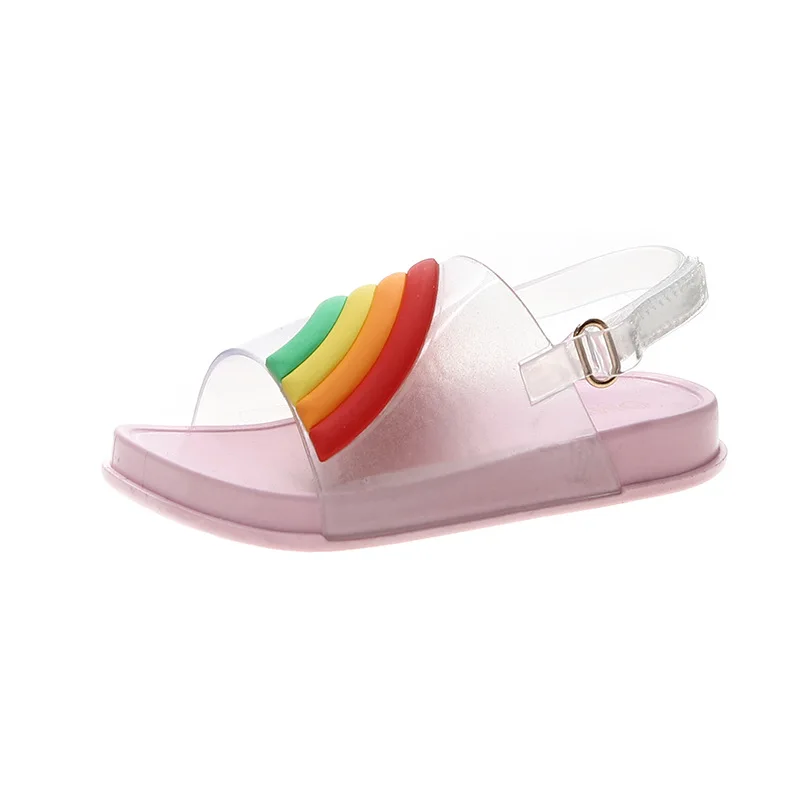 Mini Melissa/радужные сандалии для девочек и мальчиков 2019 г. Новые летние малышей обувь