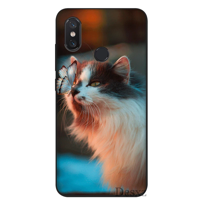 Mobile Phone Case For Xiaomi MiMAX3 6 8 9 10 SE A1 2 3 9T CC9 E Pro LiteSilicone Cover Butterfly Stand On The Cat Nose Bag Shell | Мобильные