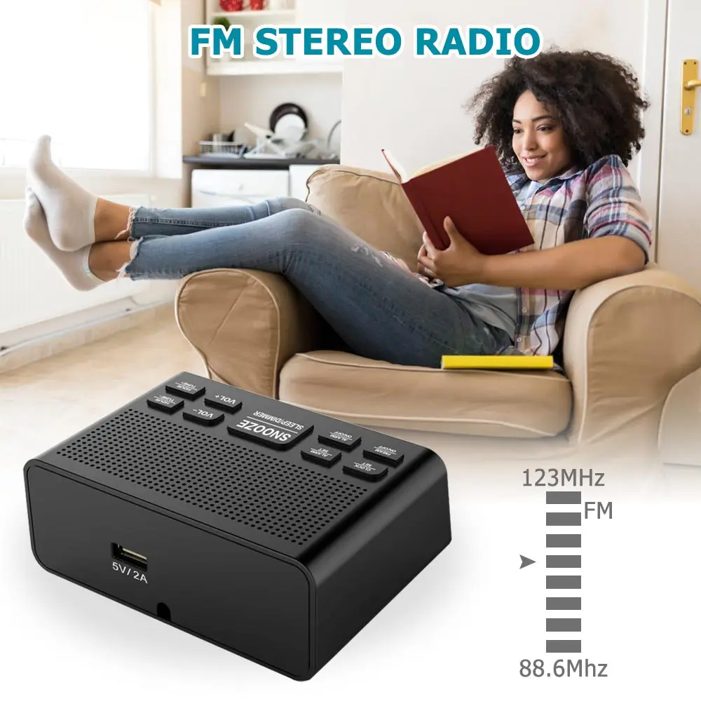 Часы радио AM/FM электронный настольный цифровой Настольный светодиодный