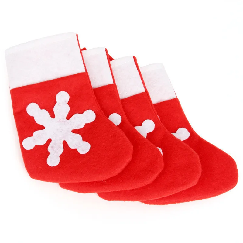 

10pcs Christmas decorations gift bag Christmas cutlery sets knife and fork bags snowflakes gift bag