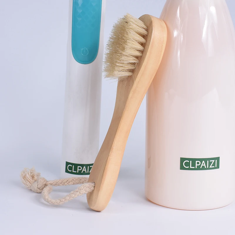 YOULU wooden short handle cleaning brush natural bristle pedicure soft for massage oil hand wash foot Дом и сад