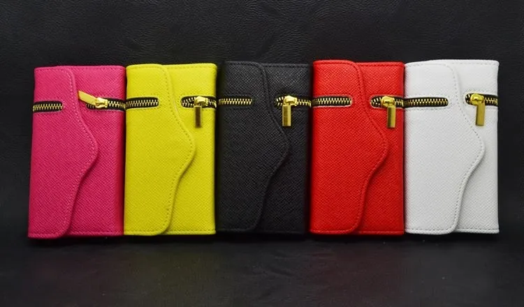 Чехол кожаный молния магнитный мешок бумажник перевёрнутый карта держатель
