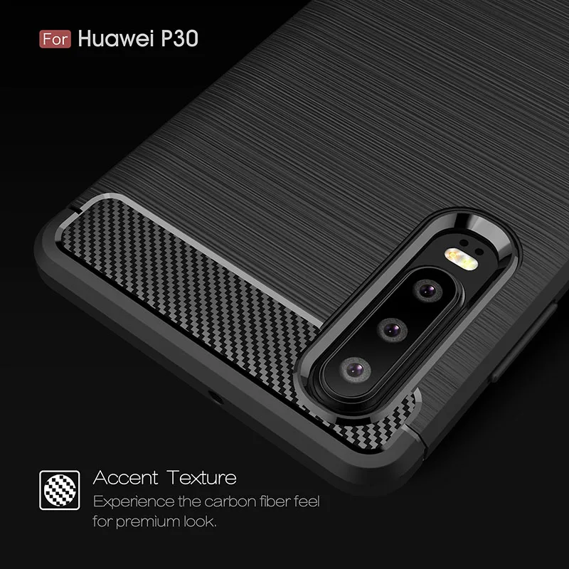 Thouport Silicone Case For Huawei P30 Pro Carbon Fiber Cover Cases ShockProof Fitted Soft TPU |